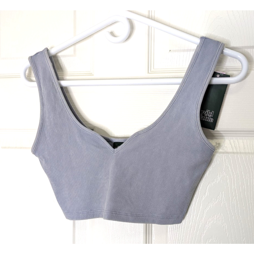 Womens Slim Fit Ribbed Tiny Tank Top Blue Size Small - Picture 2 of 10